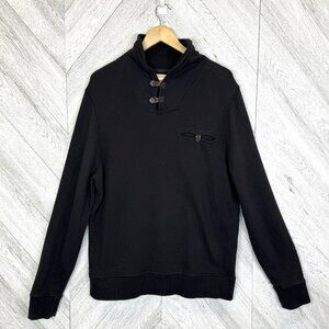 Billy Reid Shiloh Shawl Collar Pullover Sweater Mens Size Large Black Cotton